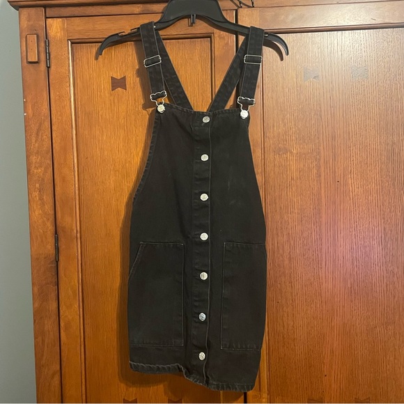 Zara Dresses Zara Black Denim Overalls Dress Authentic Denim By Trf